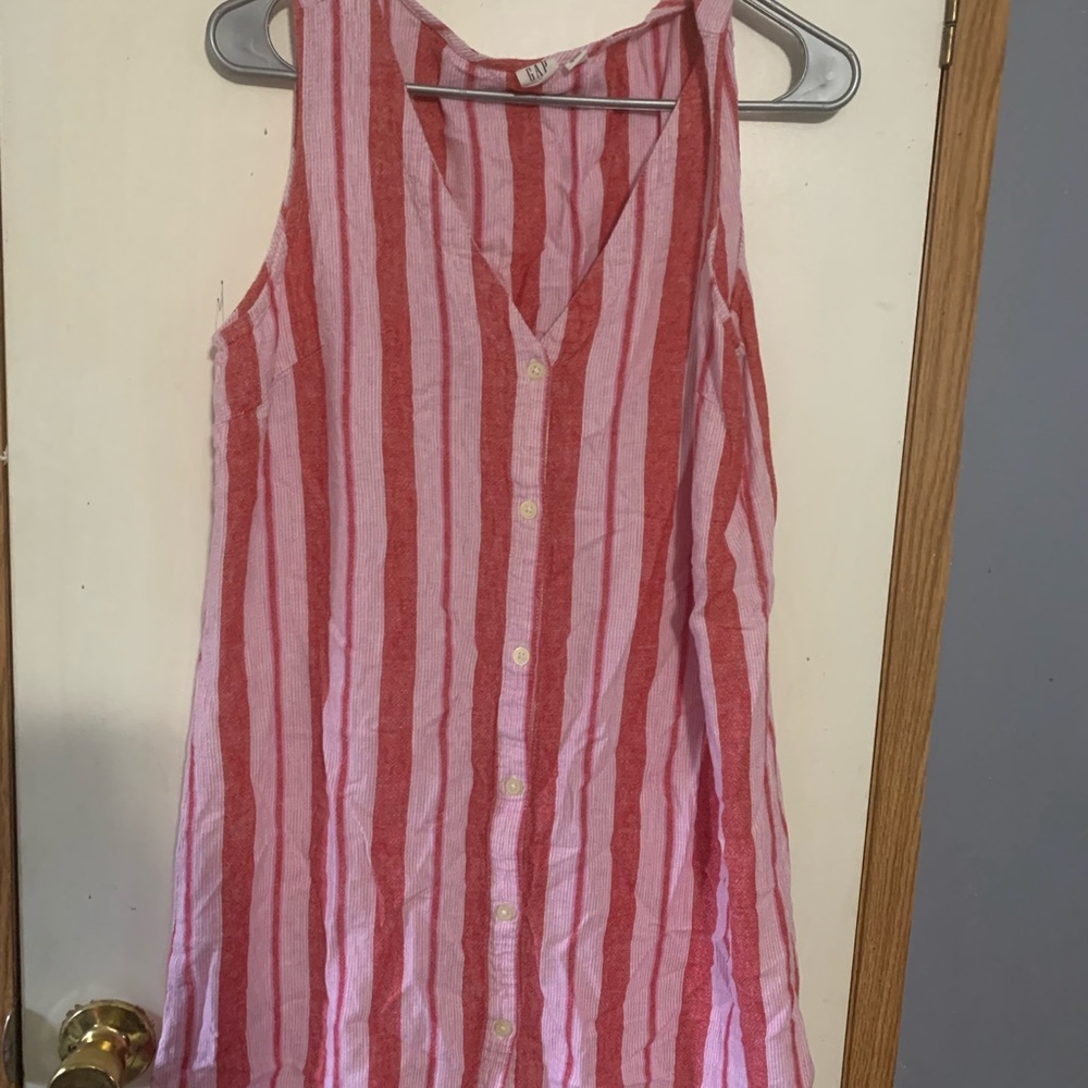 GAP Red and White Striped Sleeveless Dress